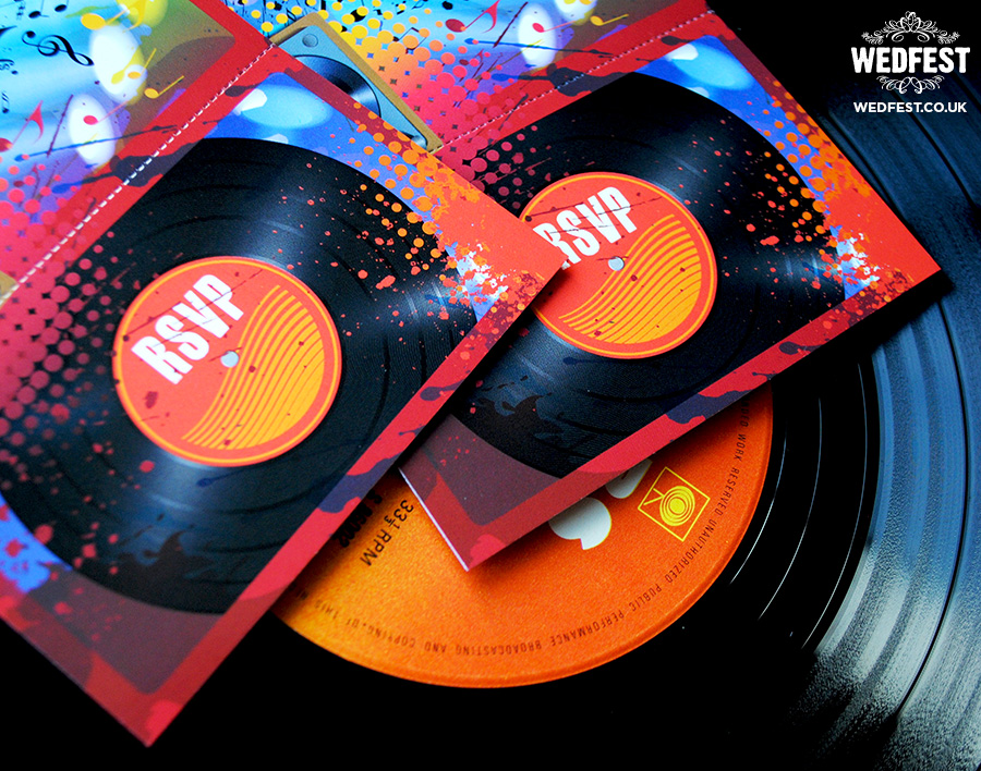 vinyl record themed wedding invitations