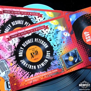 vinyl record themed wedding invites