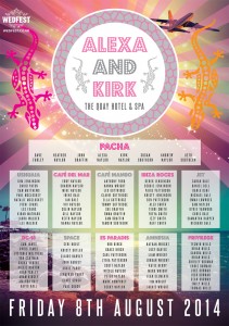 Ibiza Nightclub Themed Wedding Seating Plan