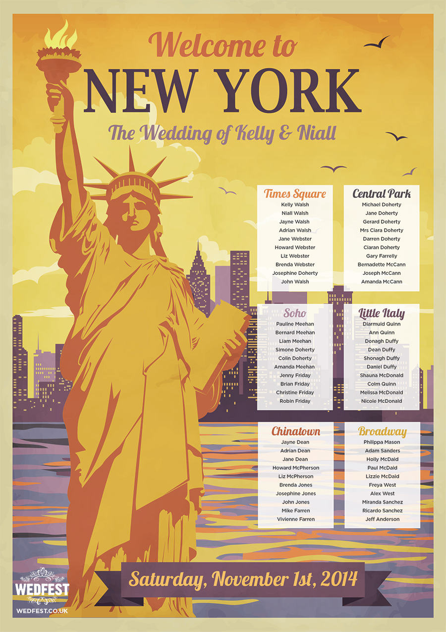 New York Wedding Table Plan