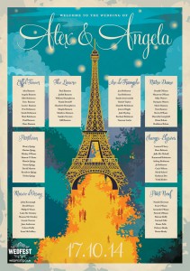 Paris Themed Wedding Table Plan