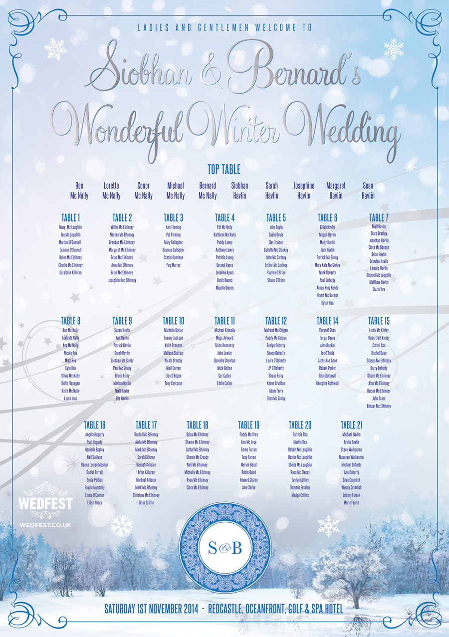 Christmas Wedding Seating Chart