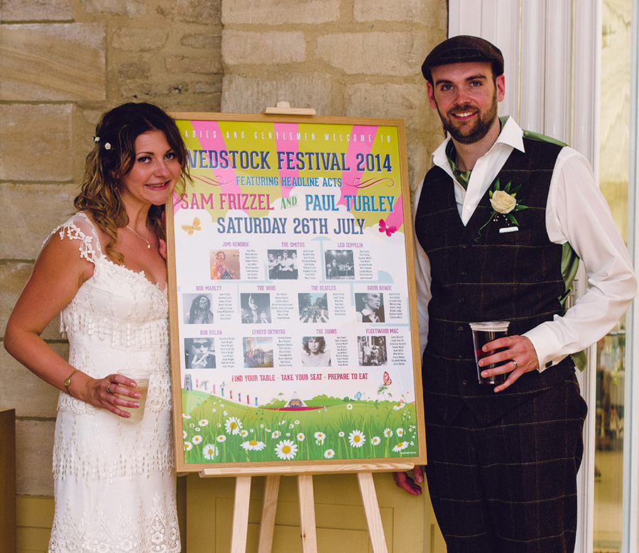 sam and pauls festival wedding table plan - Photo by Reid Photography - www.reidphotography.co.uk