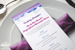ski themed wedding menu