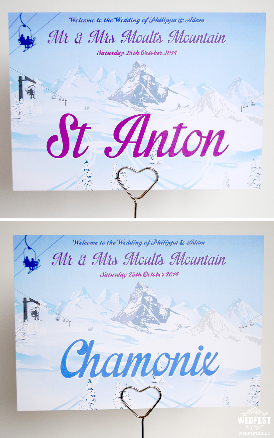 skiing wedding stationery
