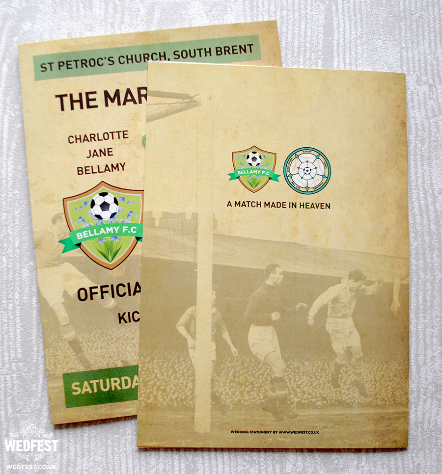 football programme themed wedding mass booklets