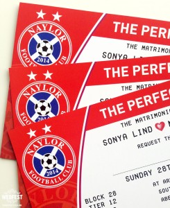 personalised football themed wedding invites