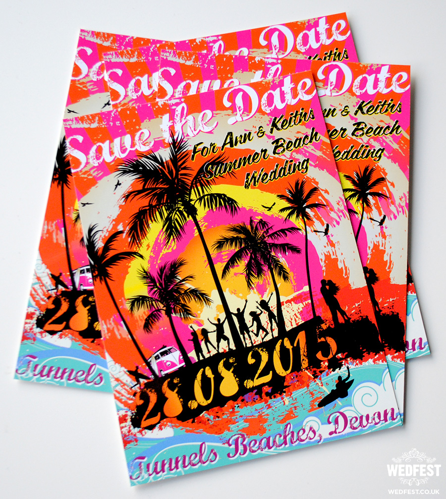 summer beach wedding save the date cards