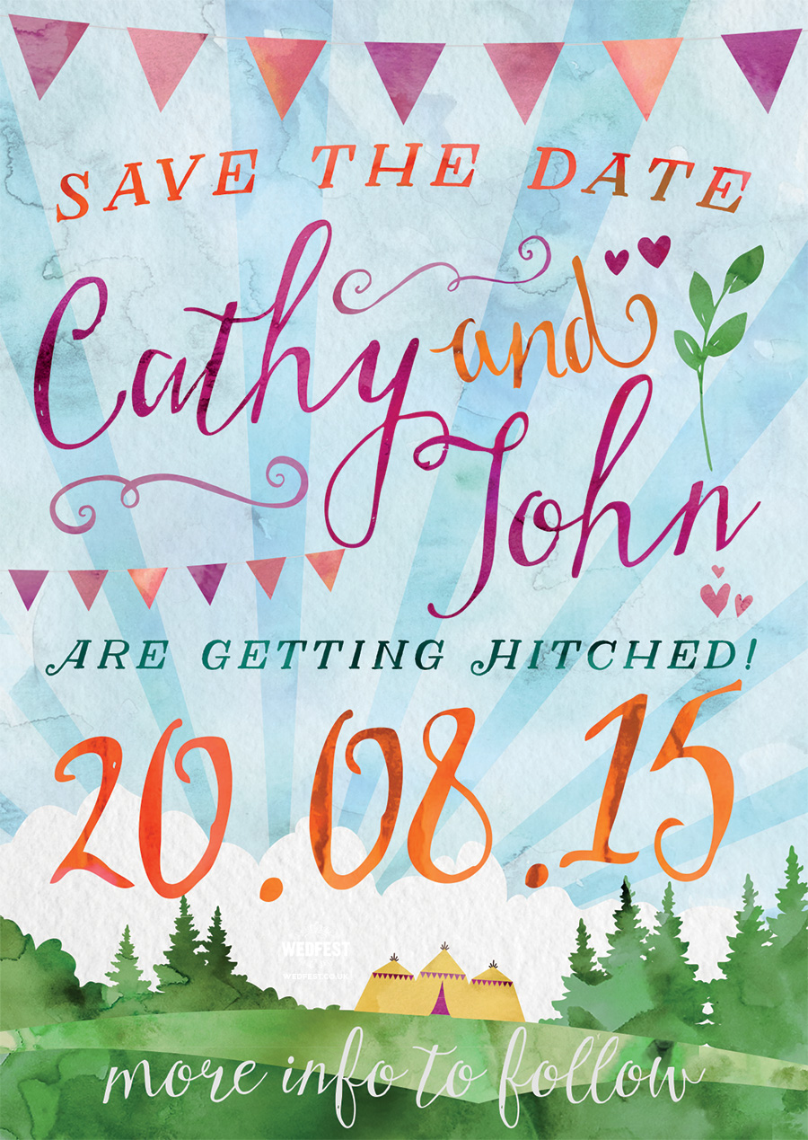 Watercolour Wedding Save the Date Card