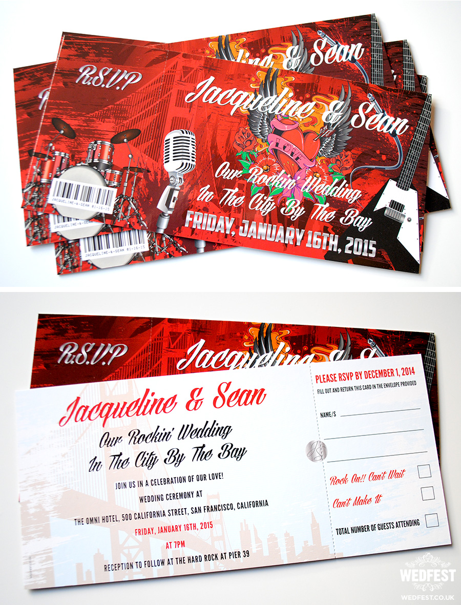 San Francisco Rock n Roll wedding invites