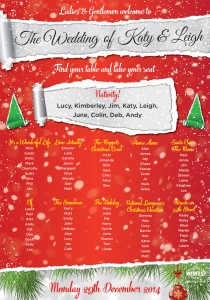 Christmas Themed Wedding Table Plan