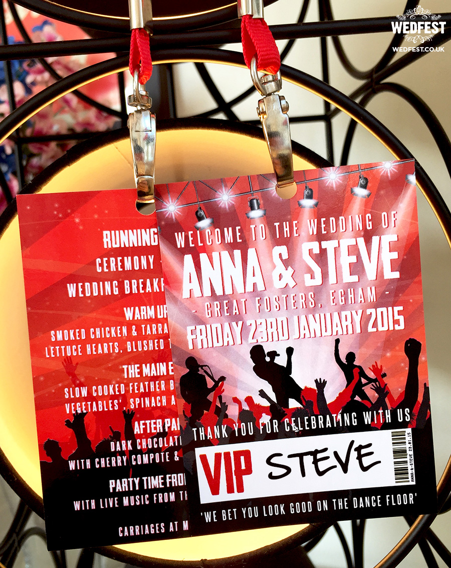 concert theme wedding vip lanyard pass