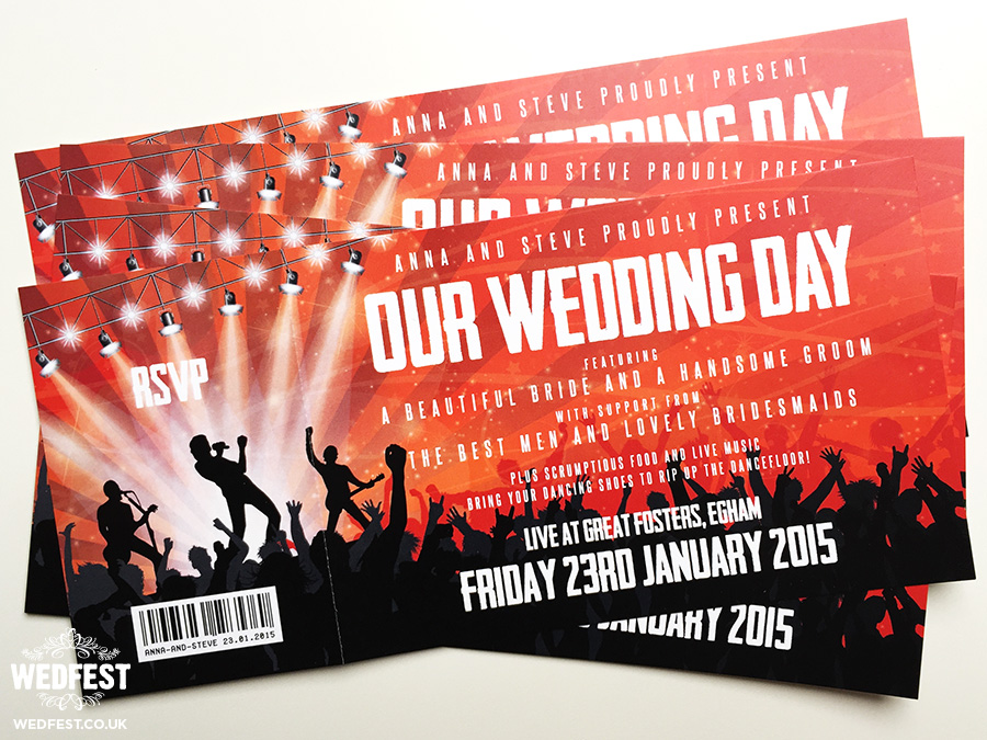 concert ticket wedding invitations