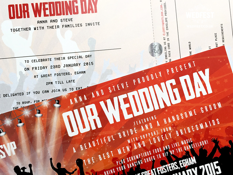 concert ticket wedding invites