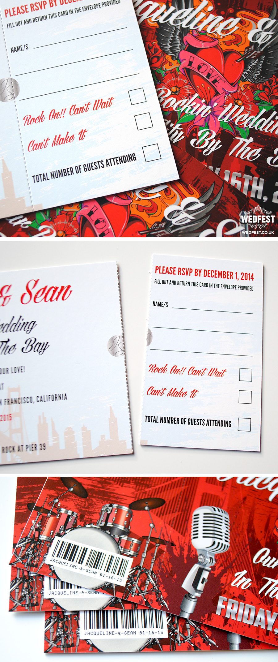 rock and roll wedding invitations san francisco