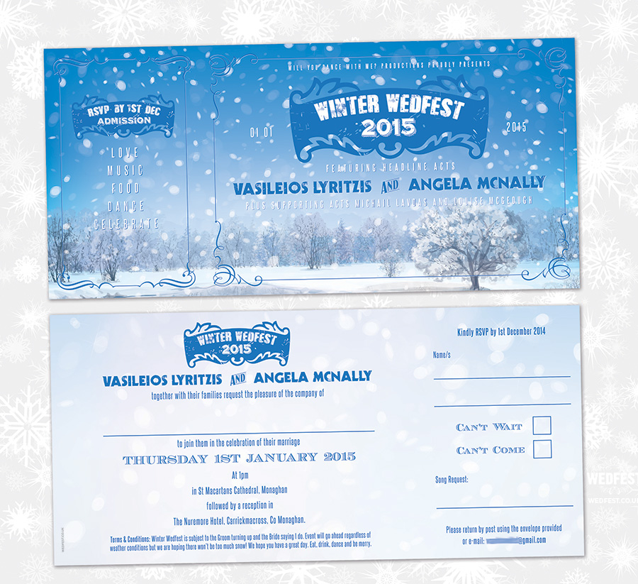 winter themed wedding invites