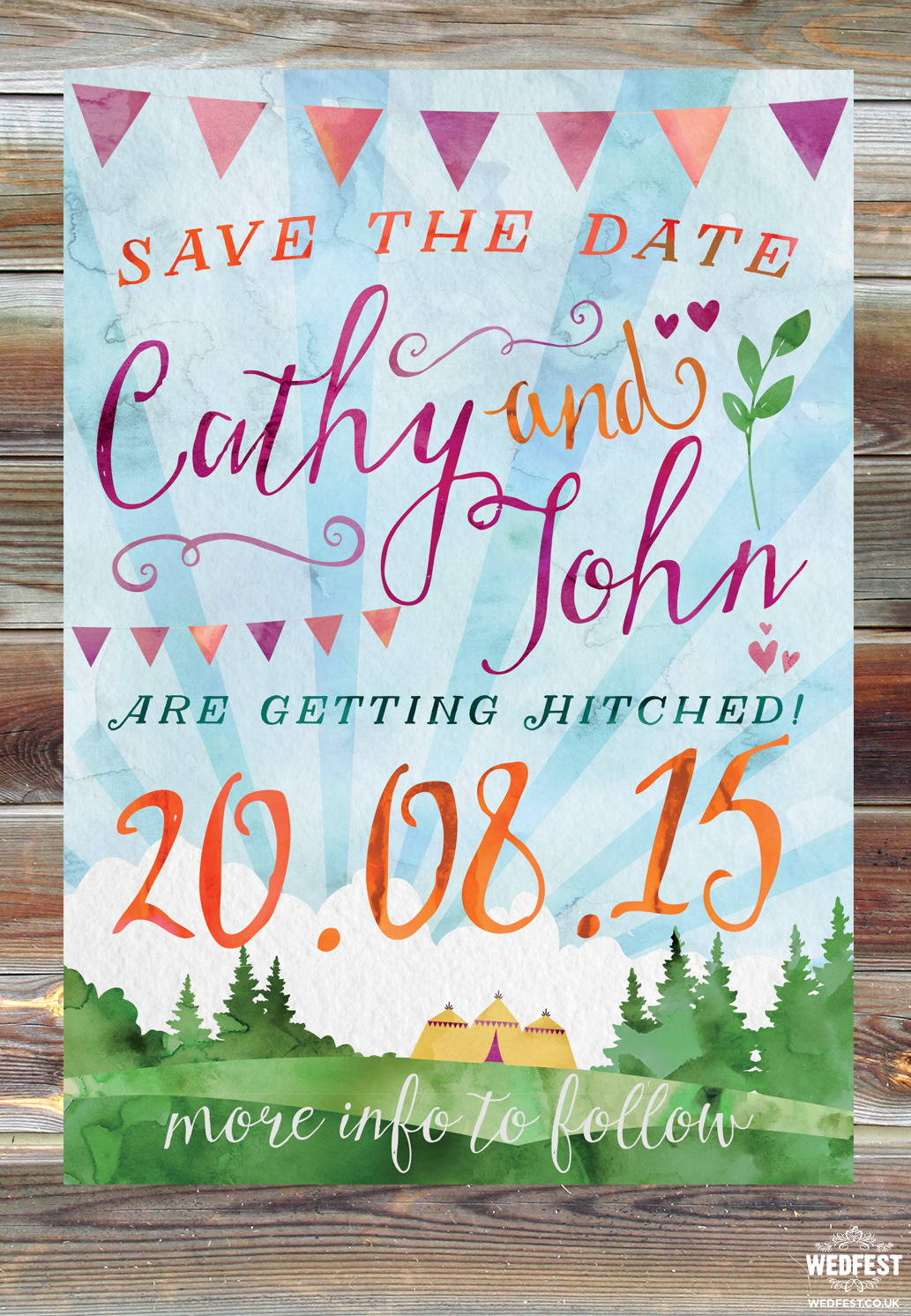 watercolour wedding save the date cards