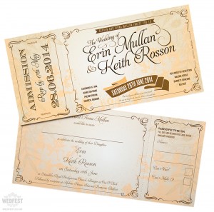 Vintage Ticket Style Wedding Invites