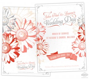 gerbera daisy wedding stationery order of service