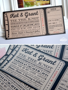 brown kraft card cinema wedding invites