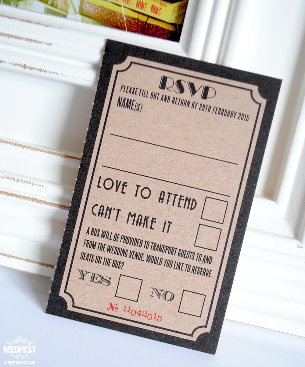 movie ticket stub wedding rsvp card