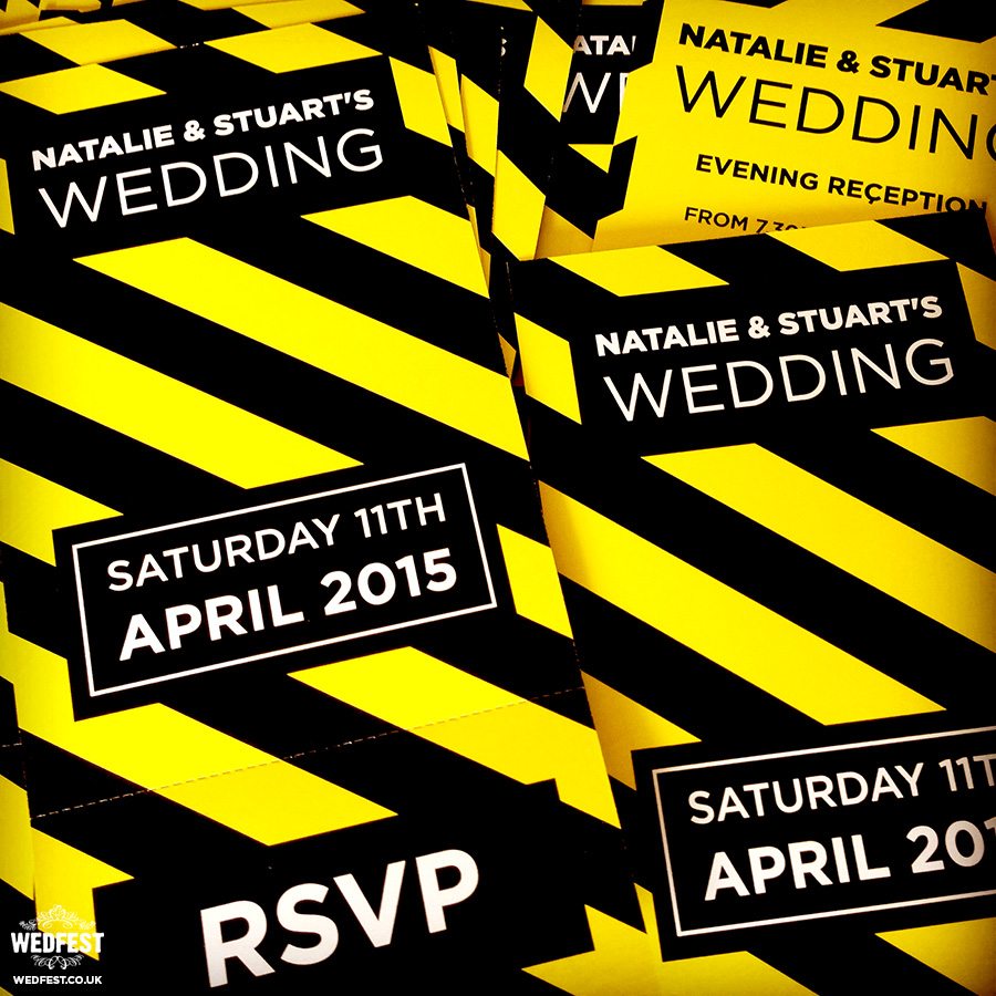 the hacienda manchester themed wedding invites