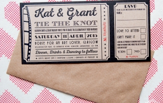 vintage cinema ticket wedding invites