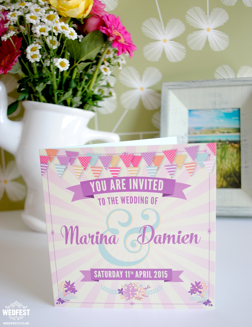 bunting wedding invitation