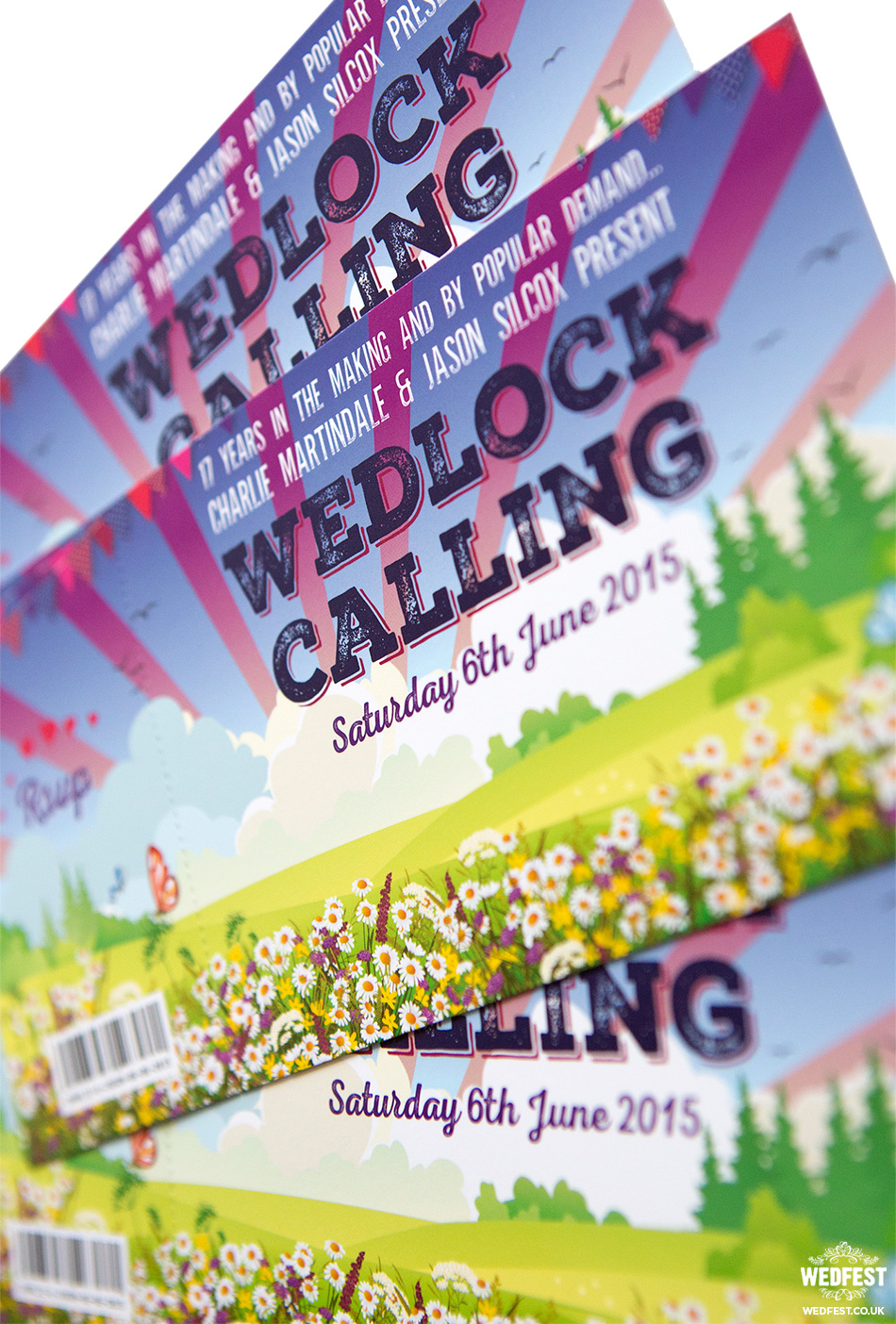 festival ticket wedding invitations