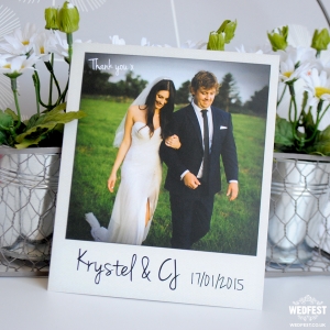 vintage polaroid wedding thank you card