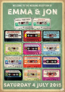 cassette tape retro wedding table plan