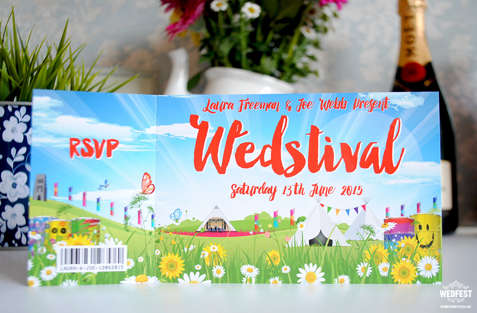 festival wedding invite ticket