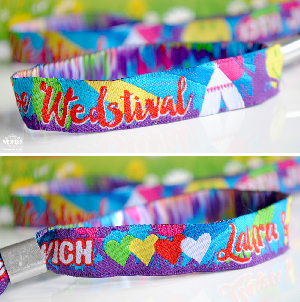 glastonbury themed festival wedding wristbands