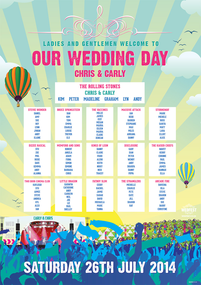 WEDFEST festival wedding seating plan