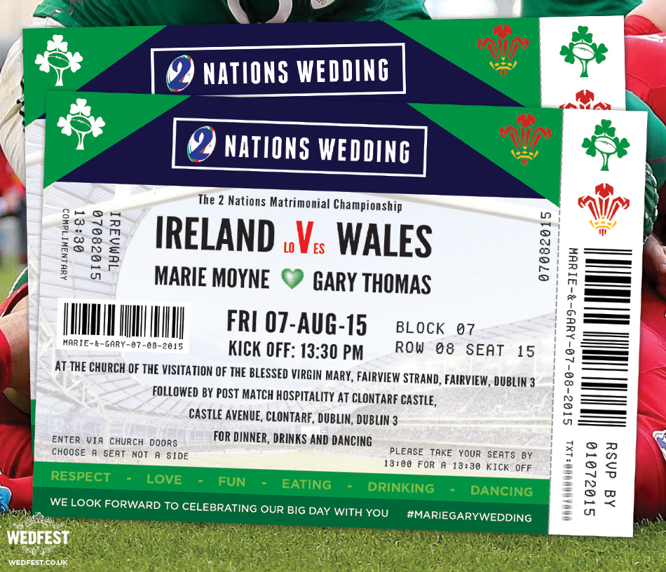 Rugby Ticket Wedding Invitation