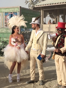 burning man wedding bride and groom