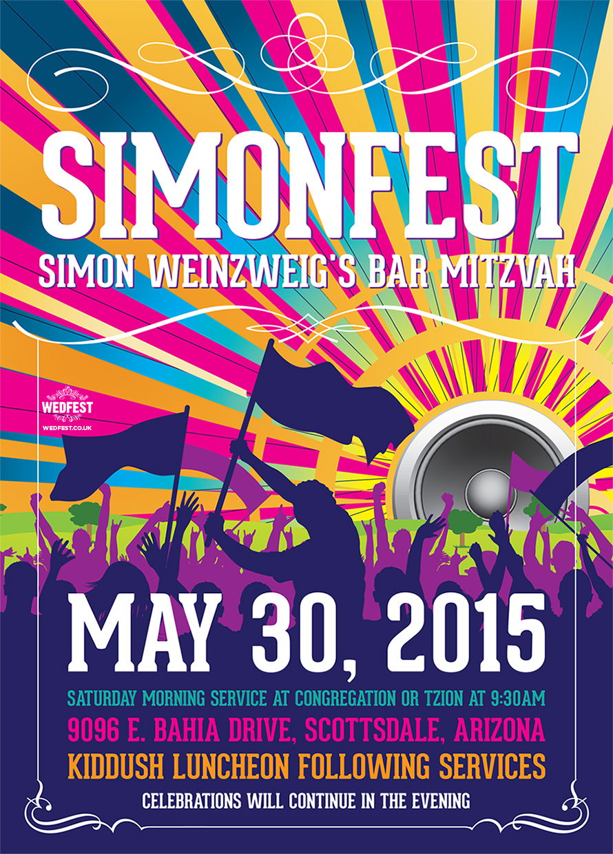 festival theme bar mitzvah invite