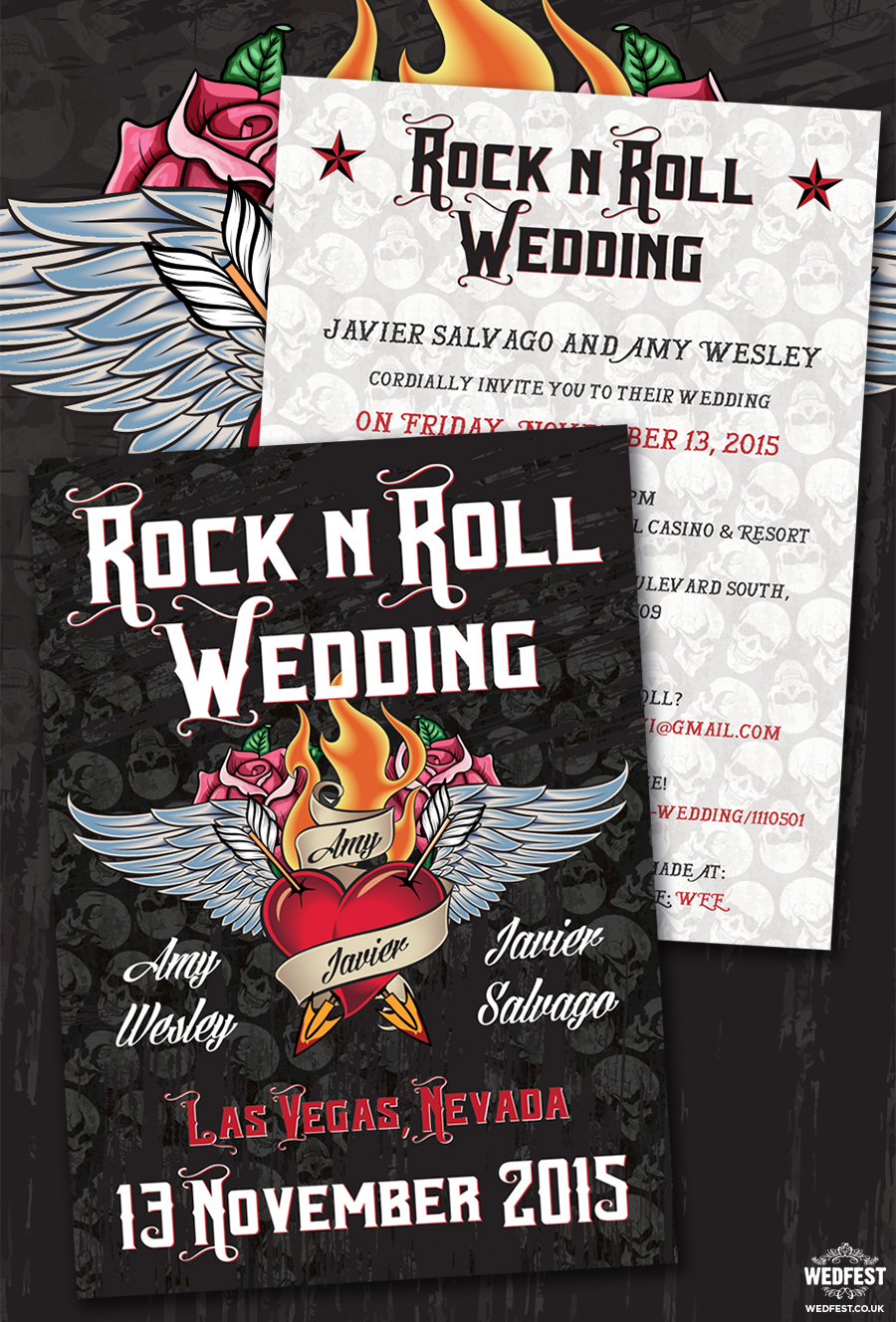 Rock n Roll Bride Wedding Invite, Las Vegas