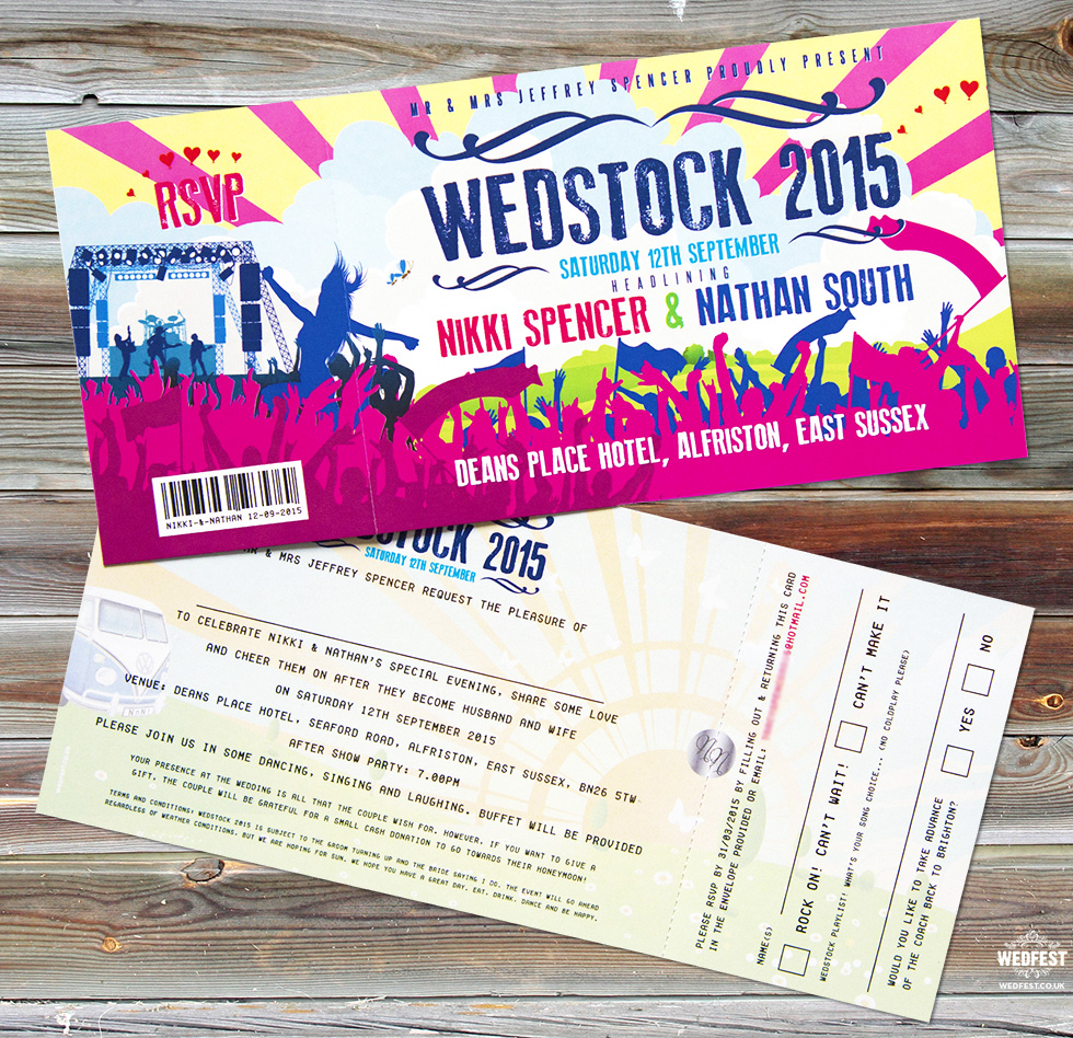 wedstock festival wedding invitation