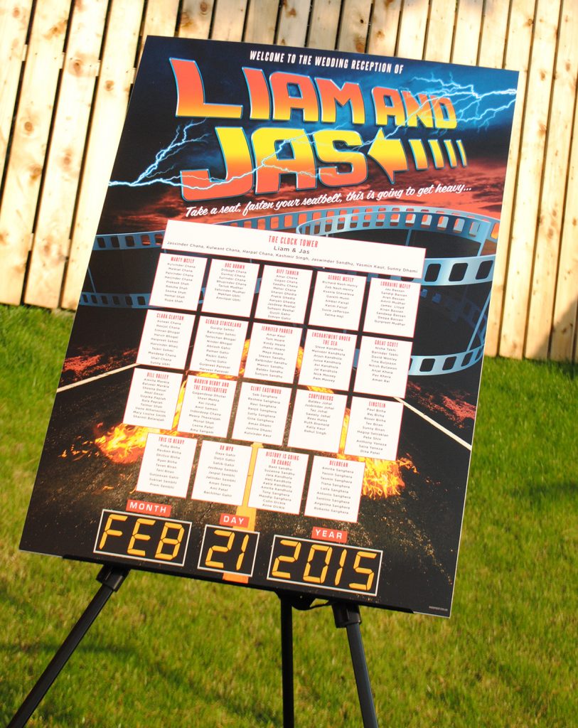 back to the future wedding seating plan