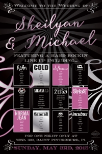 rock bands wedding seating table plan