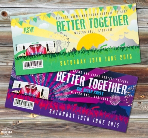 better together wedding festival invites