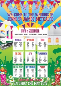 Festival Bunting Wedding Table Charts