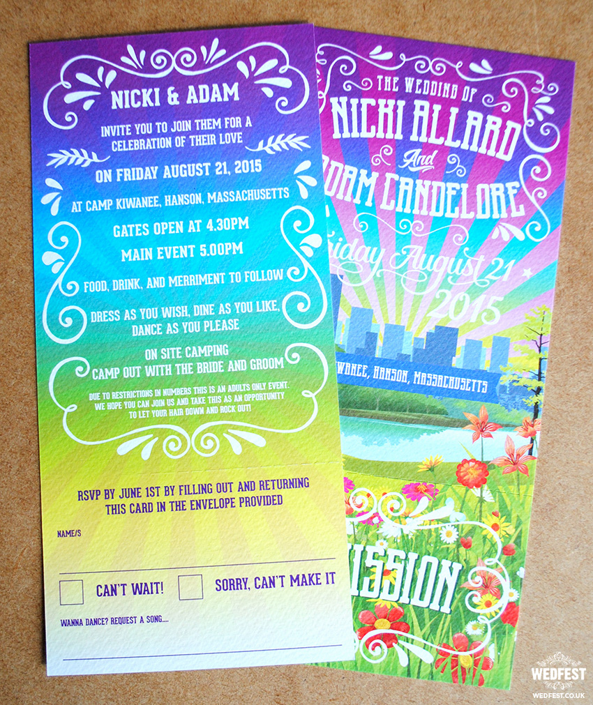 festival wedding ticket invite