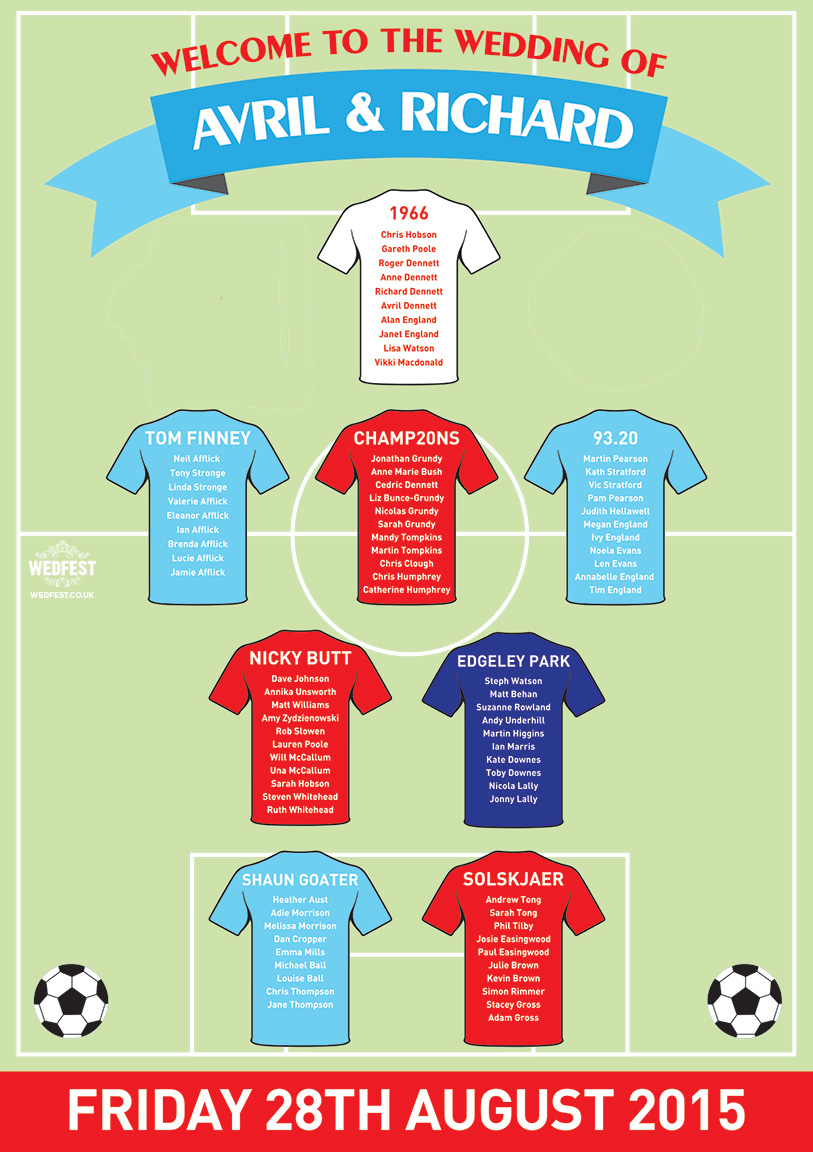 football wedding table plan