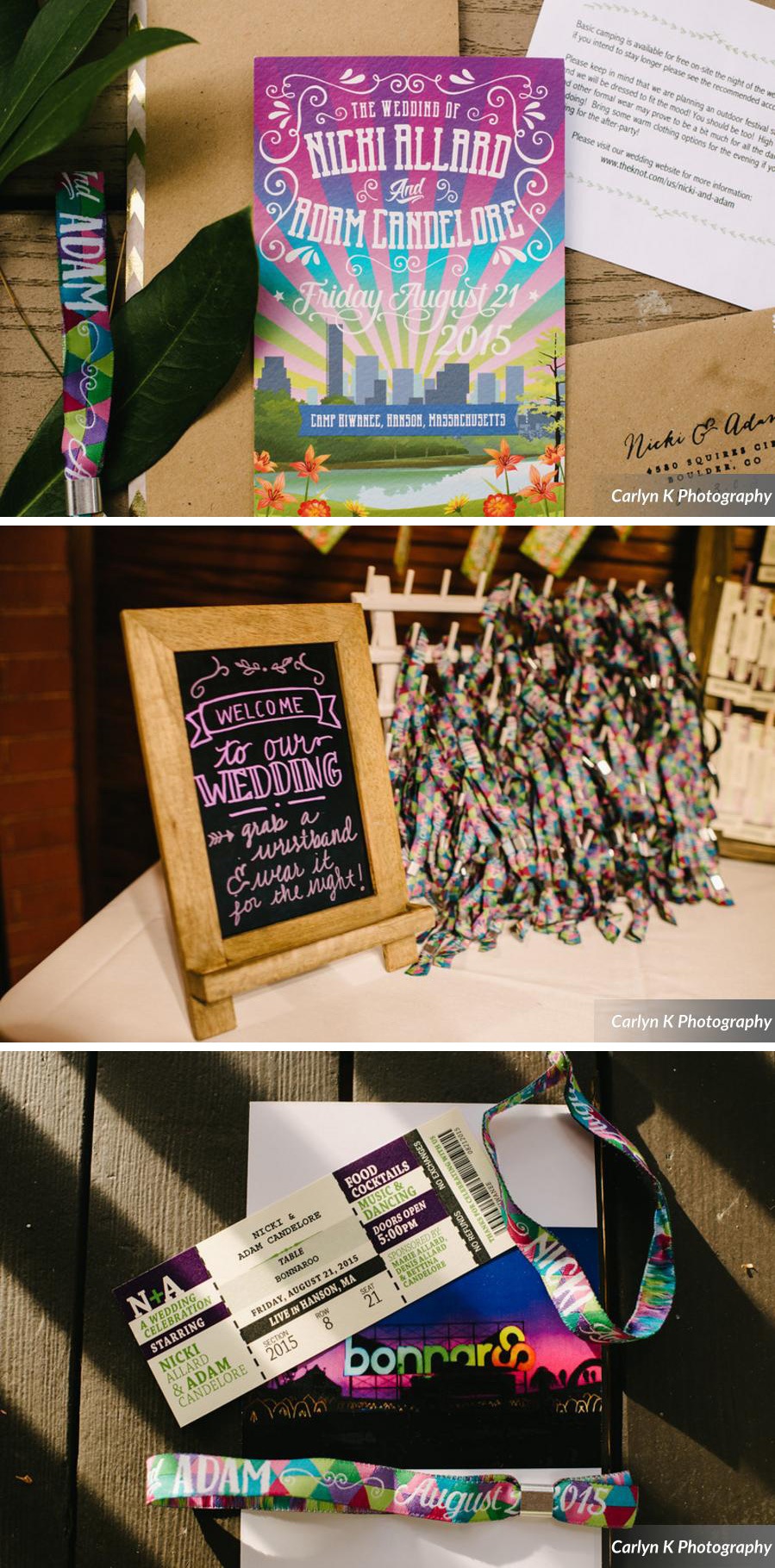 nicki and adam's festival wedding stationery