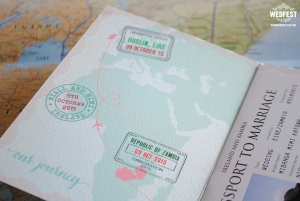 passport travel themed wedding invitation