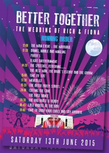 wedding running order poster