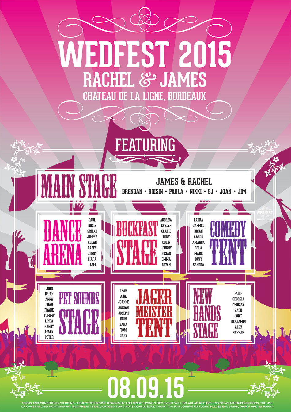 Wedfest Festival Tents & Stages Wedding Seating Plan