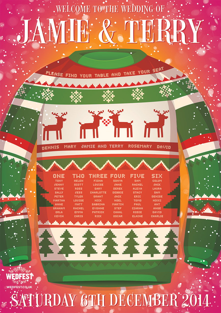 christmas jumper wedding seating chart